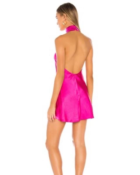 Hayes Mini Dress in Magenta Pink - Image 2