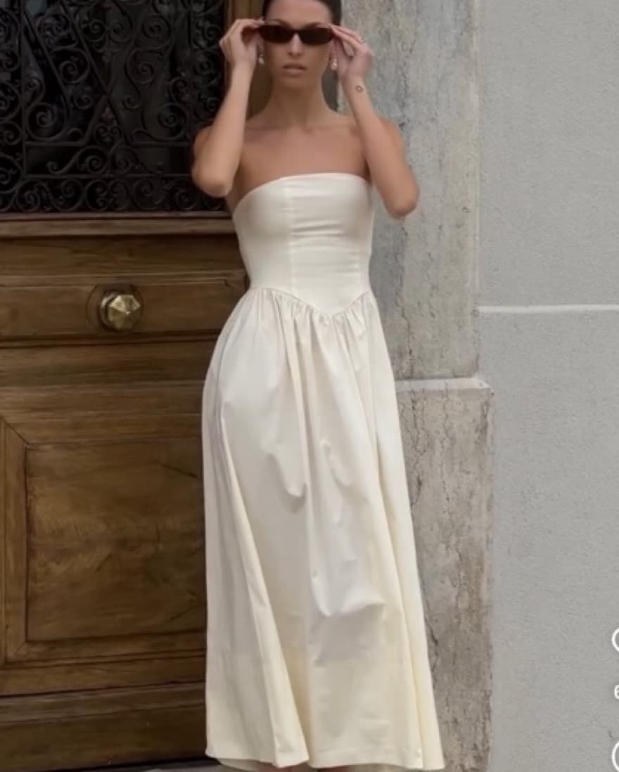 WeWoreWhat Cream Strapless Dress - Image 1