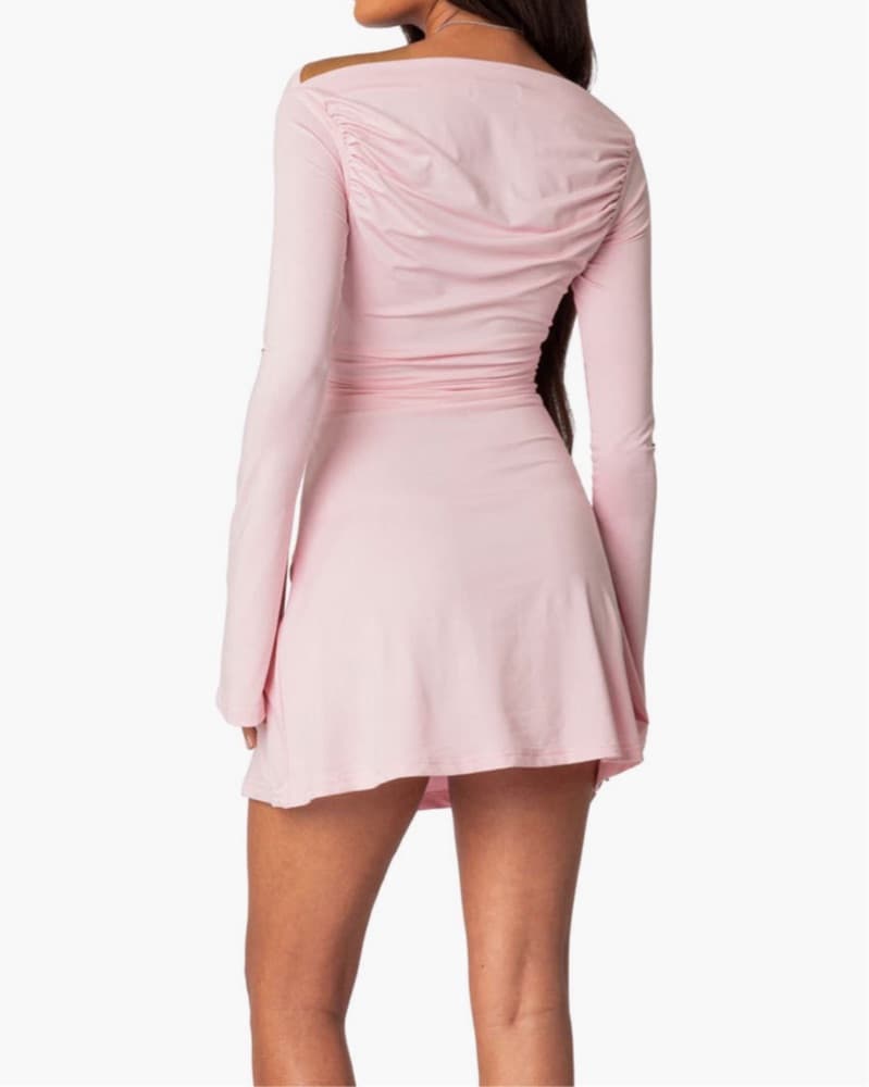 Leena Ruched Long Sleeve Mini Dress - Image 2