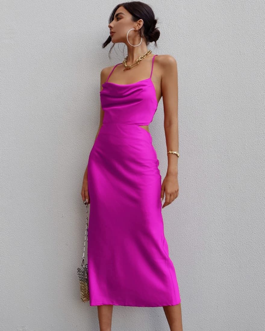 Pink Cowl Neck Runaway The Label Dress - Image 1