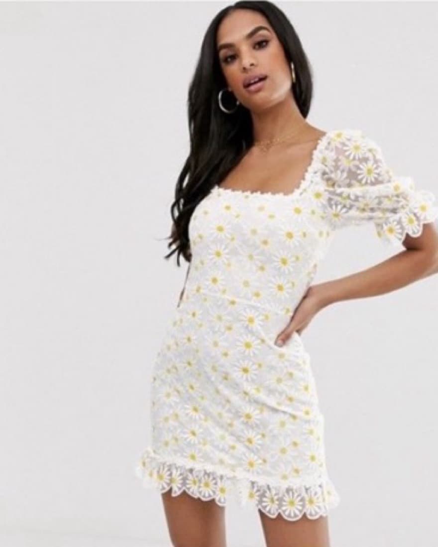 FLL White Daisy Mini Dress - Image 2