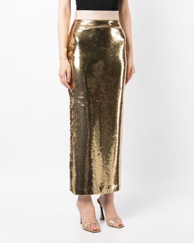 Alex Perry Gold Sequin Skirt - Image 2