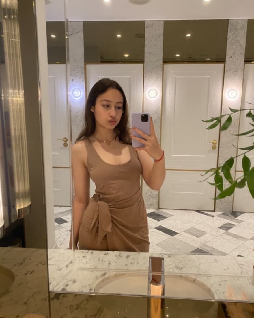 Tan Tie-Waist Dress - Image 1