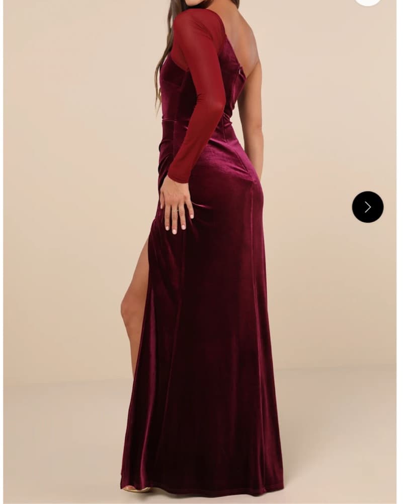 Lulu’s Dark Magenta Velvet Maxi Dress - Image 2