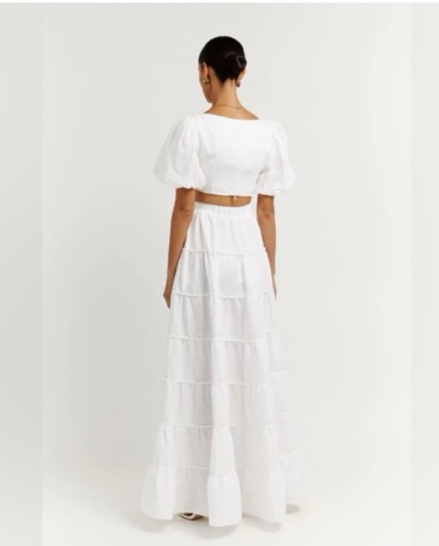 DISSH Aisle White Linen Tier Long Skirt - Image 2