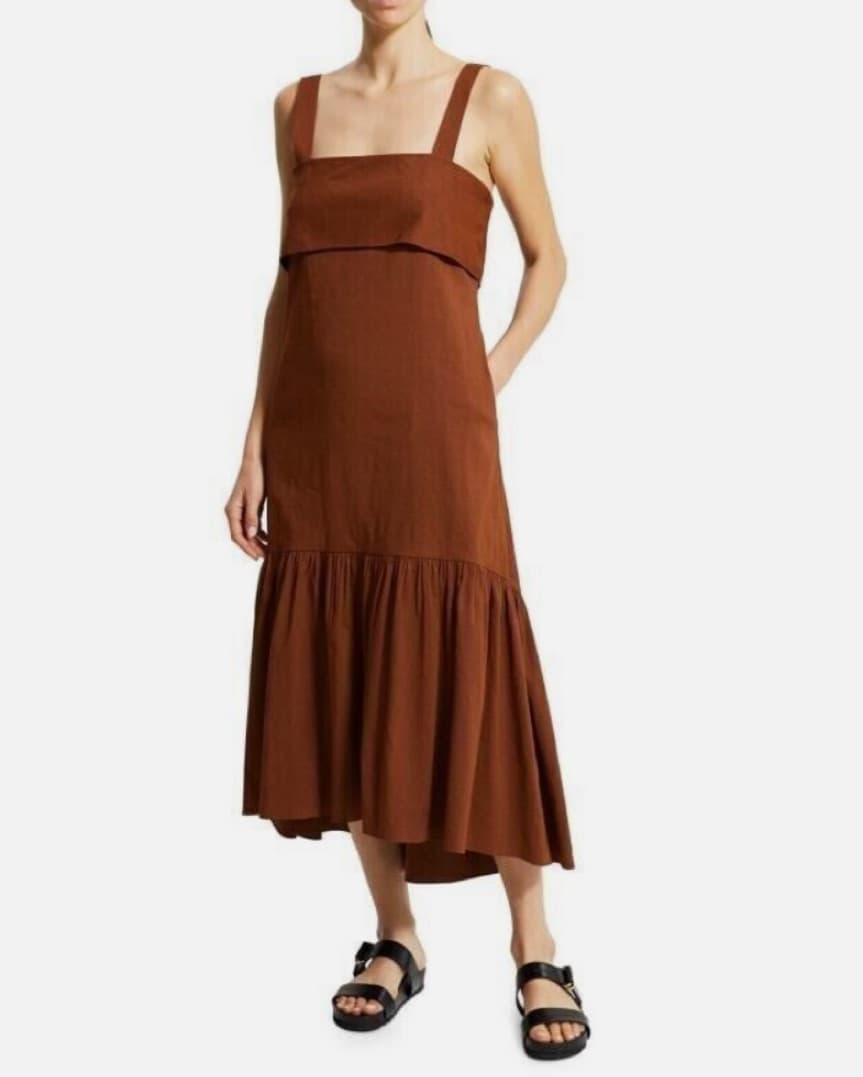 Theory Brown Linen Dress - Image 1