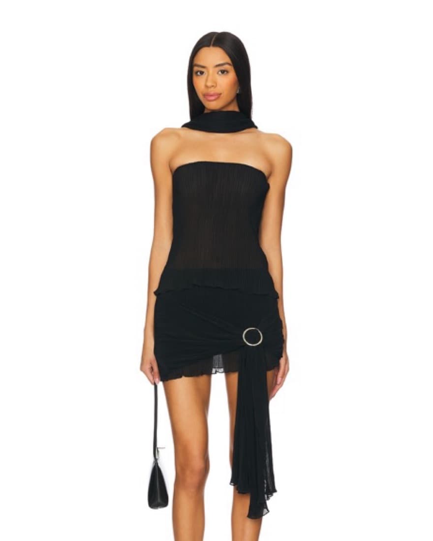 Black Top With Scarf Detail  - Image 3