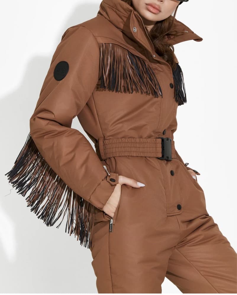 Brown Cowgirl Fringe Ski Suit  - Image 1