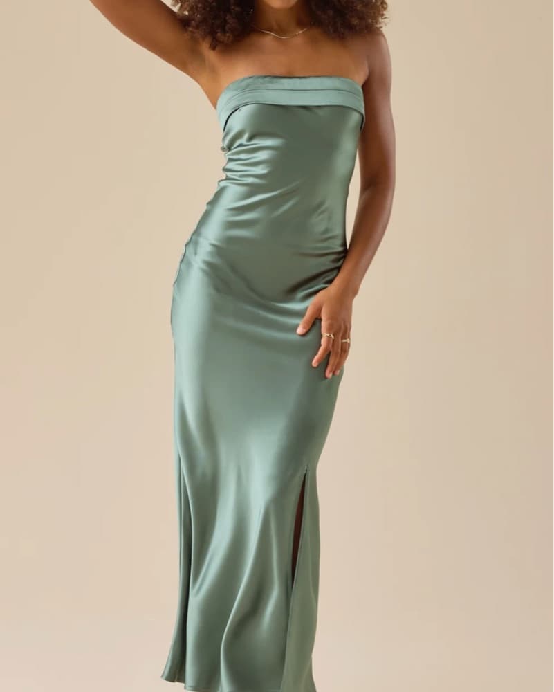 Sage Satin Maxi Dress - Image 1