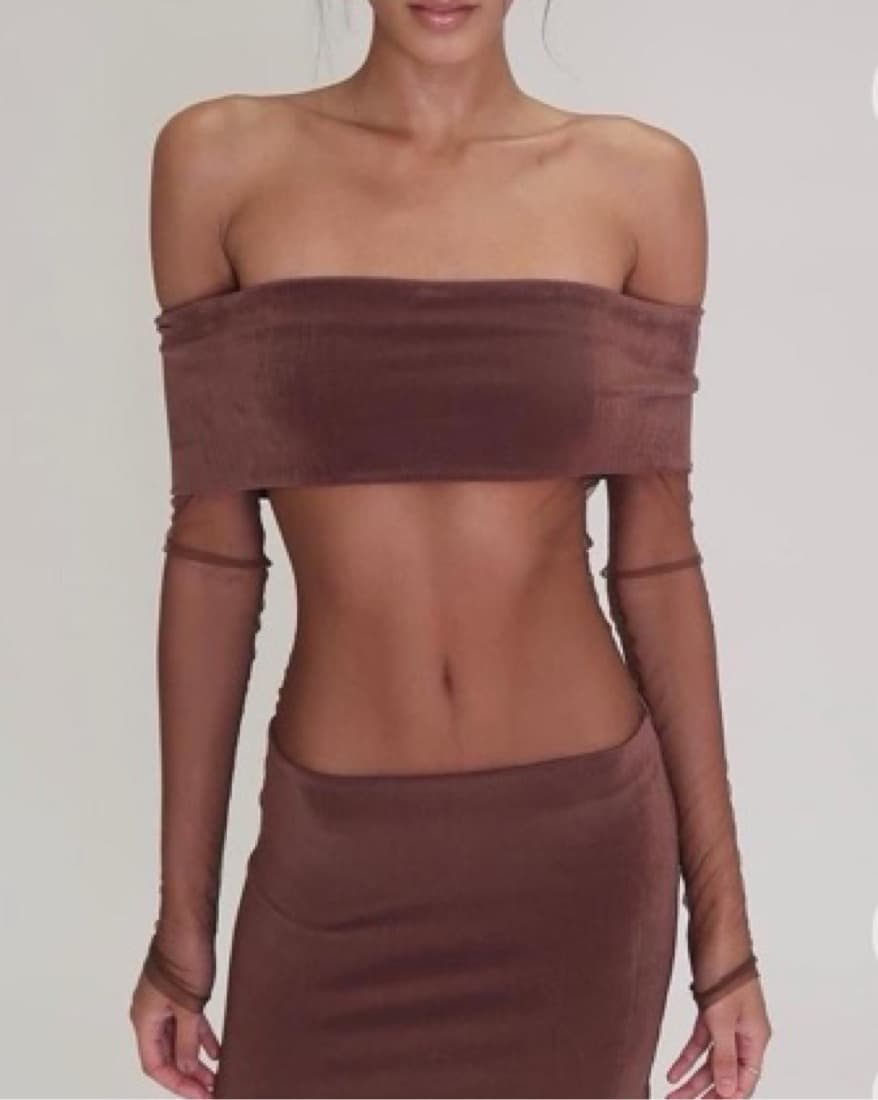 Gesel Brown Mesh Dress  - Image 1