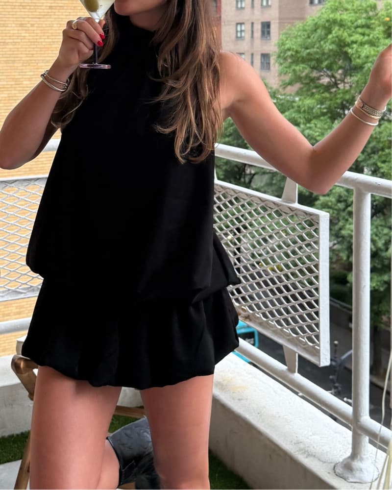 Black Open Back Mini Dress - Image 2