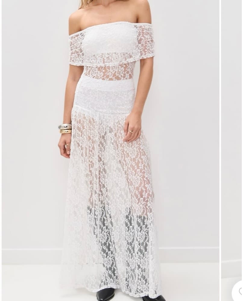 Lioness White Lace Off Shoulder Dress - Image 1