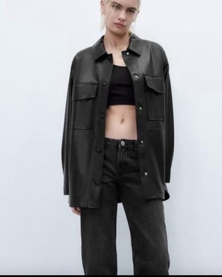 Zara Oversized Faux Leather Shacket - Image 1