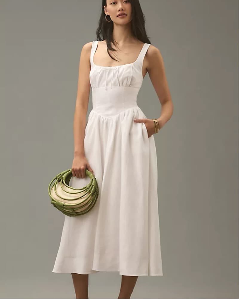 Reformation Baila Linen Midi Dress - Image 2