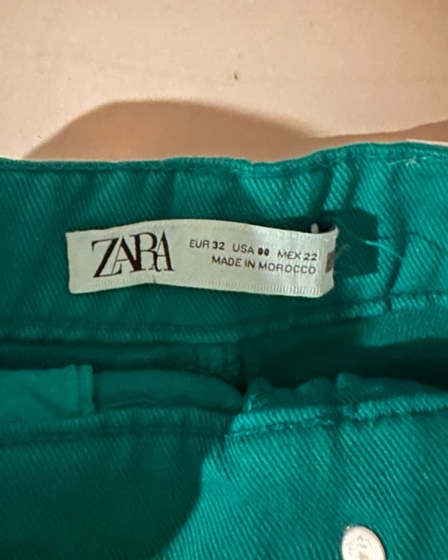Zara Blue-Green Denim Shorts - Image 2
