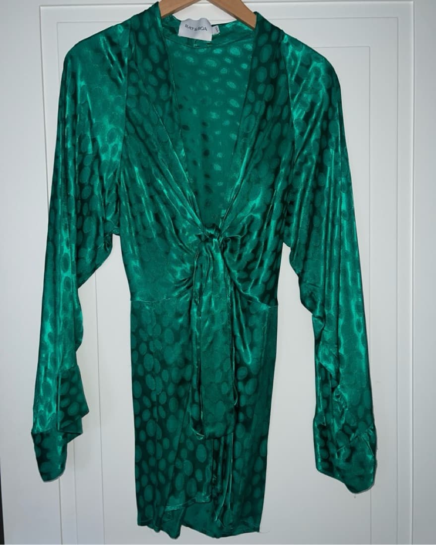 GREEN MINI DHALIA RAT AND BOA DRESS - Image 2