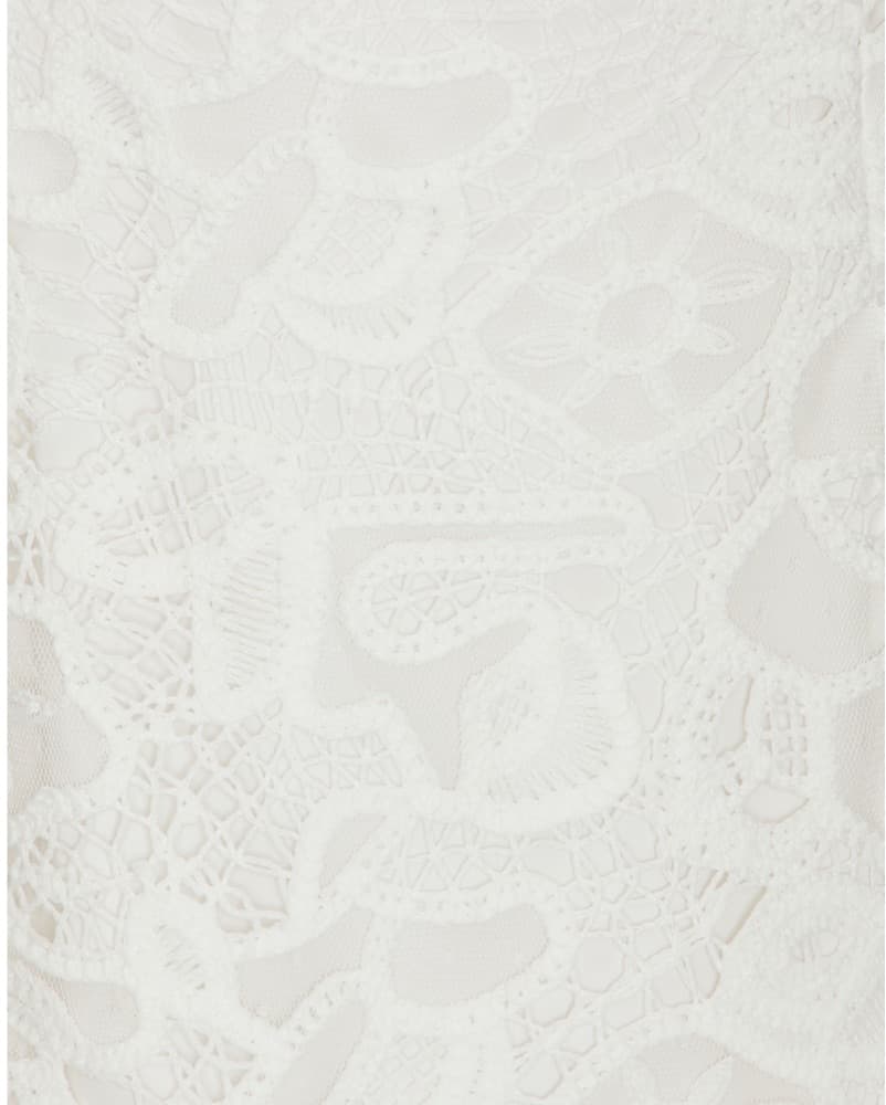 Bardot Lace-Trimmed White Dress - Image 6