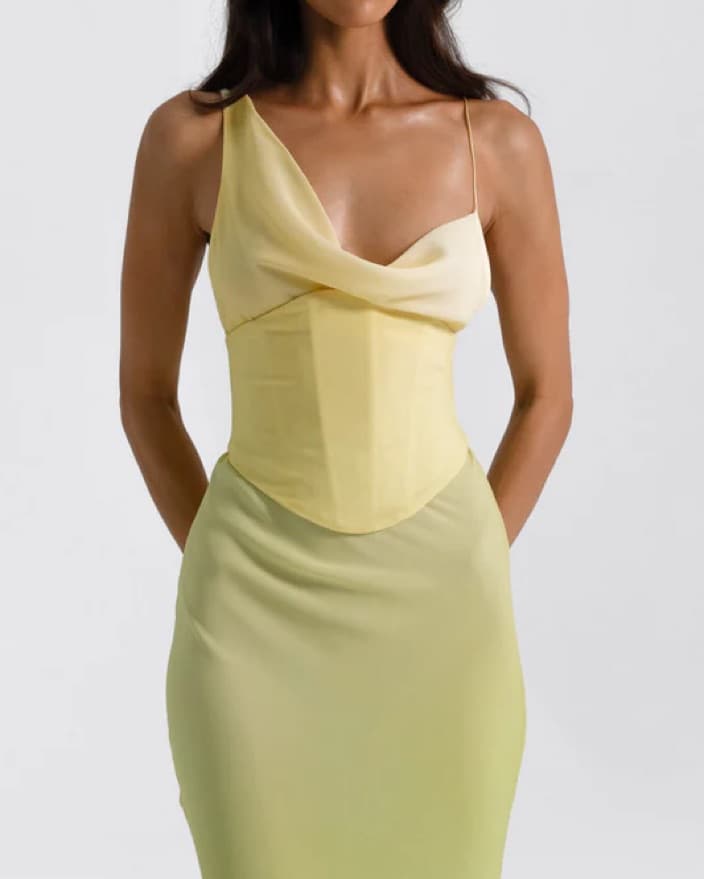 Natalie Rolt Cowl Maxi Dress With Corset - Image 4