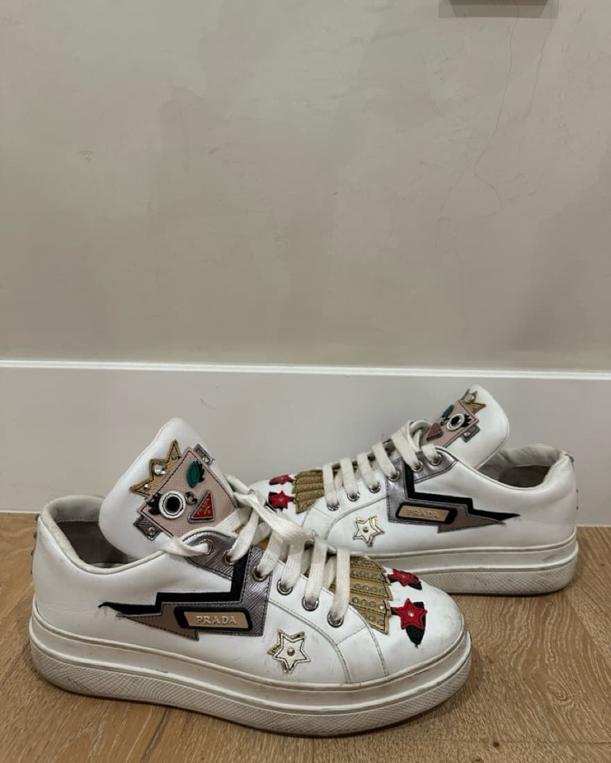 Prada Platform Sneaker With Patches - Image 4