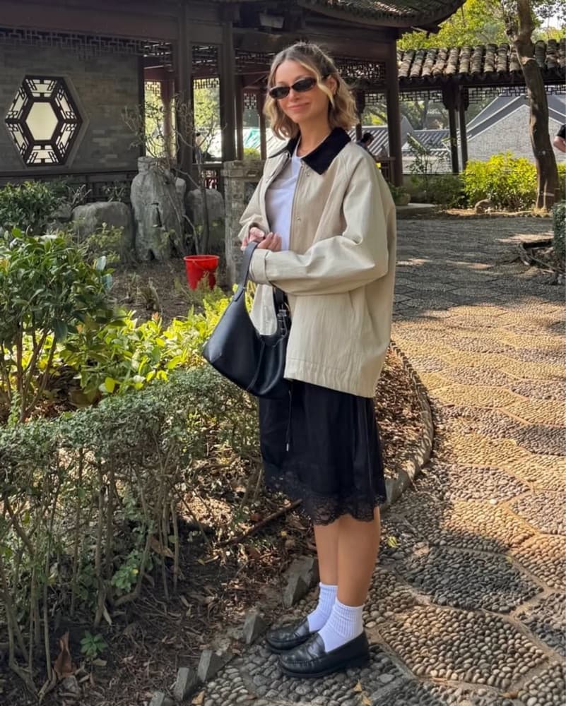 Oversized tan MANGO jacket - Image 2