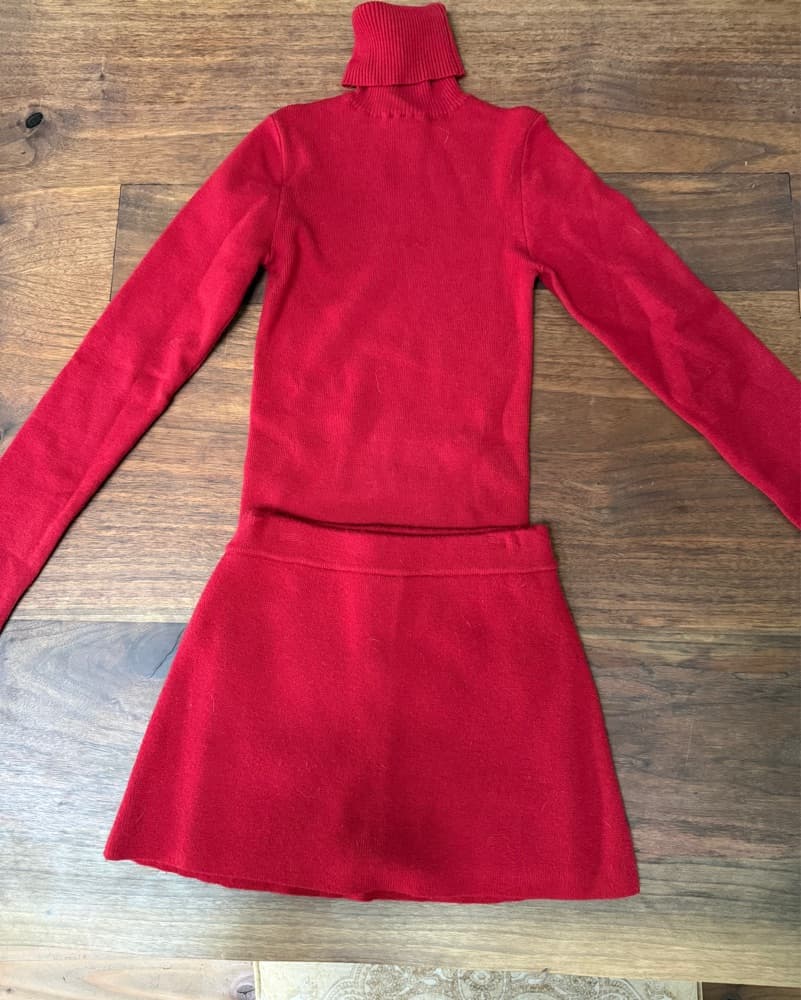 Frankies Red Knit Turtleneck Skort Set - Image 5