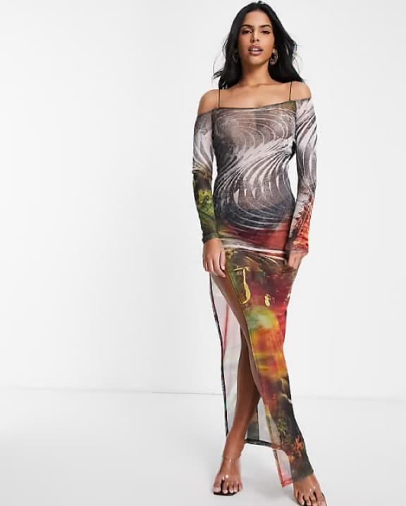 Jaded London Monsoon Maxi Mesh Dress  - Image 4