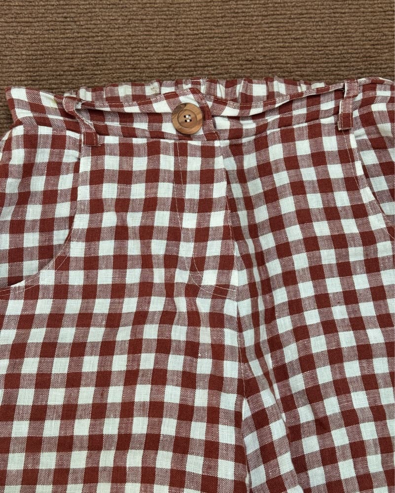 Linen Gingham Checkered Pants - Image 4