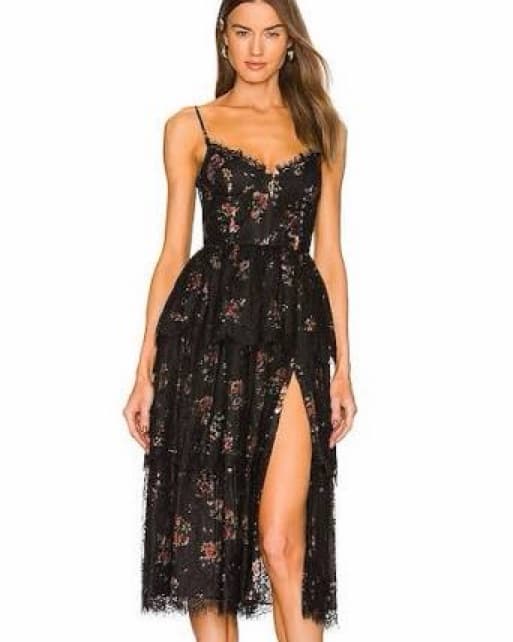 V Chapman Mia Dress Black Lace/floral - Image 3