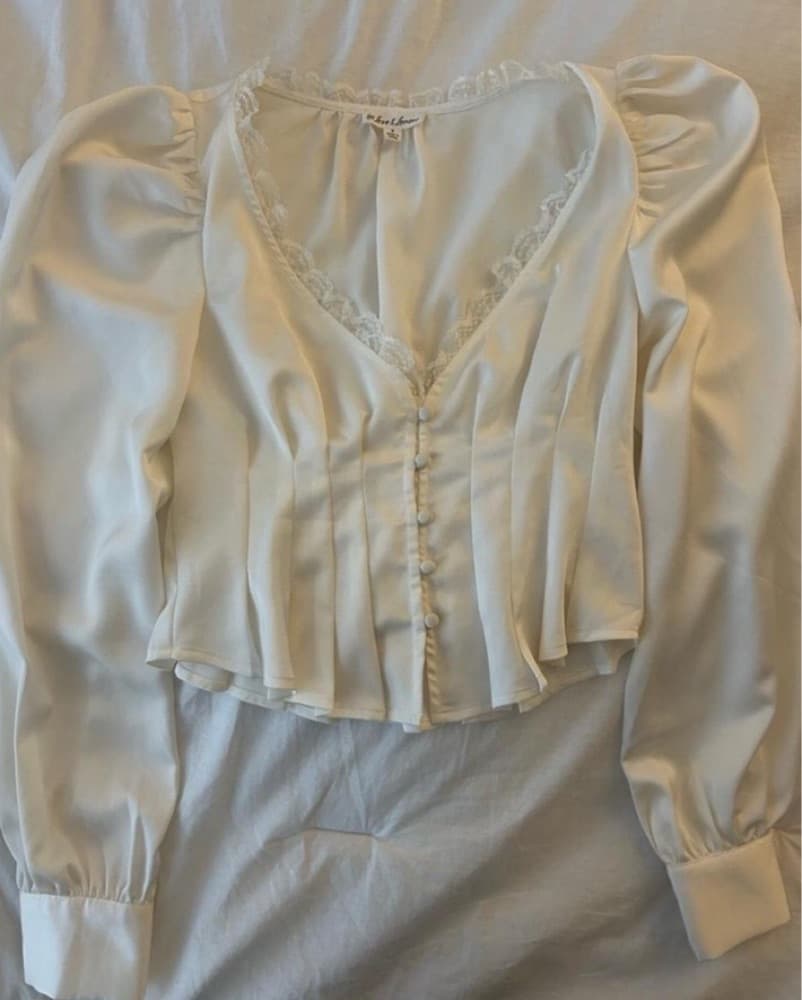 Silk White Lace Blouse - Image 3