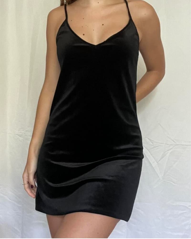 Brandy Mellville Black Velvet Dress - Image 1