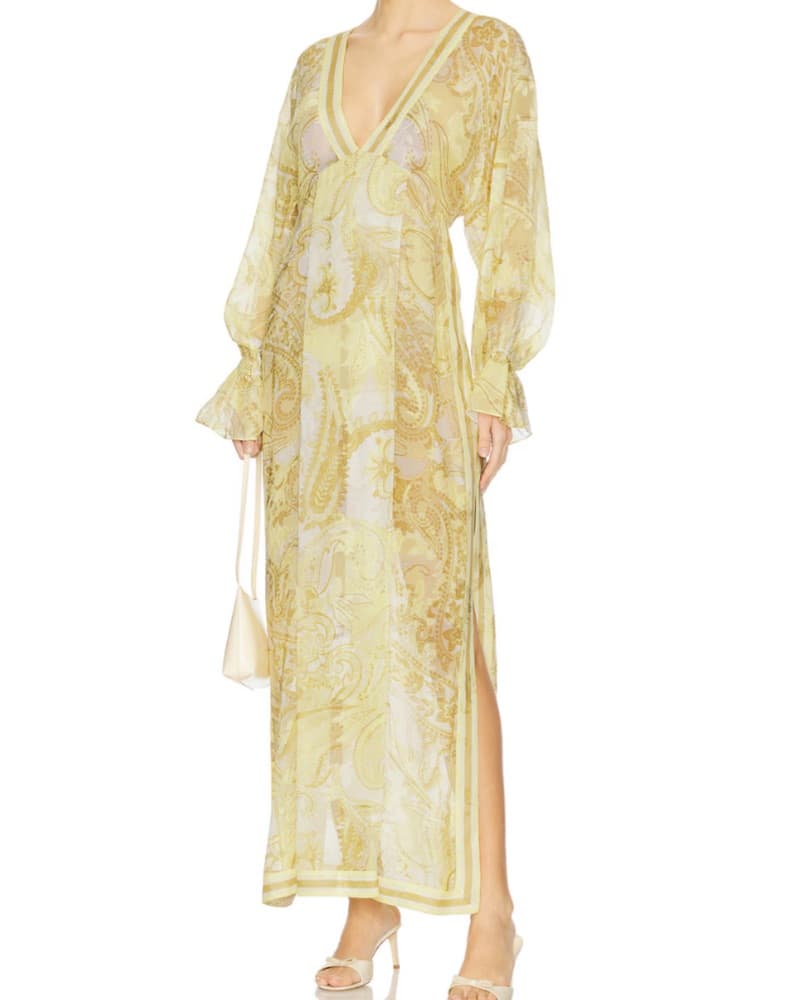 HEMANT + NANDITA Yellow Pattern Kaftan - Image 1