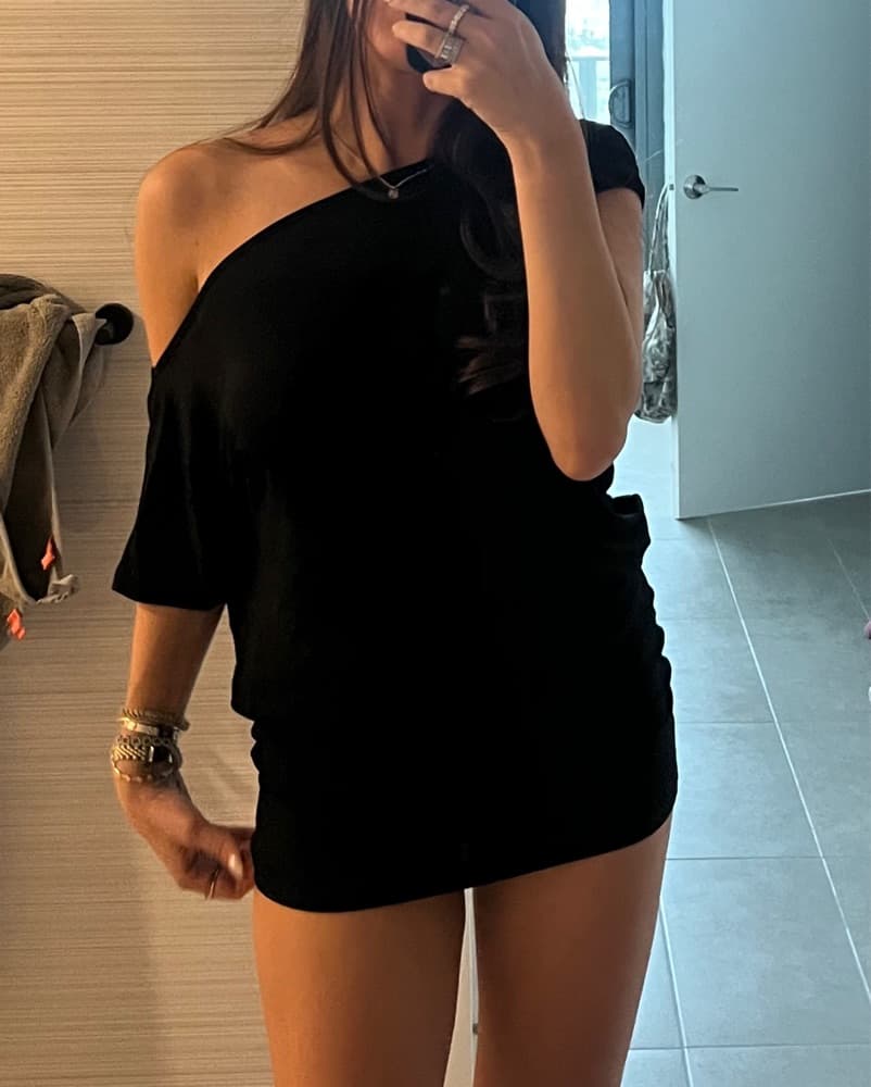 Black Off Shoulder Dress - Image 1