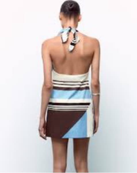 Striped Open Back Halter Mini Dress - Image 2