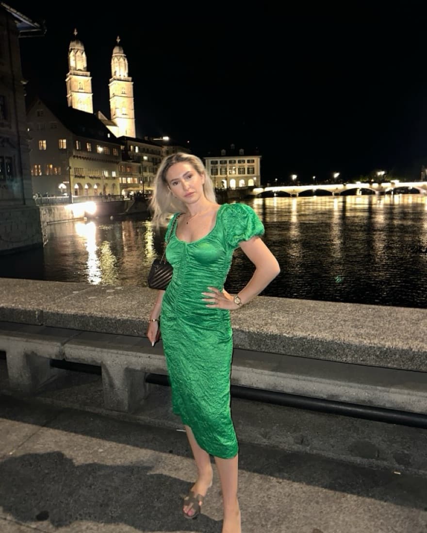 Ganni Green Crinkled Midi Dress  - Image 4