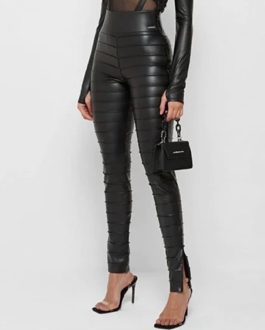Maniere de Voir Ribbed Leather Leggings - Image 2
