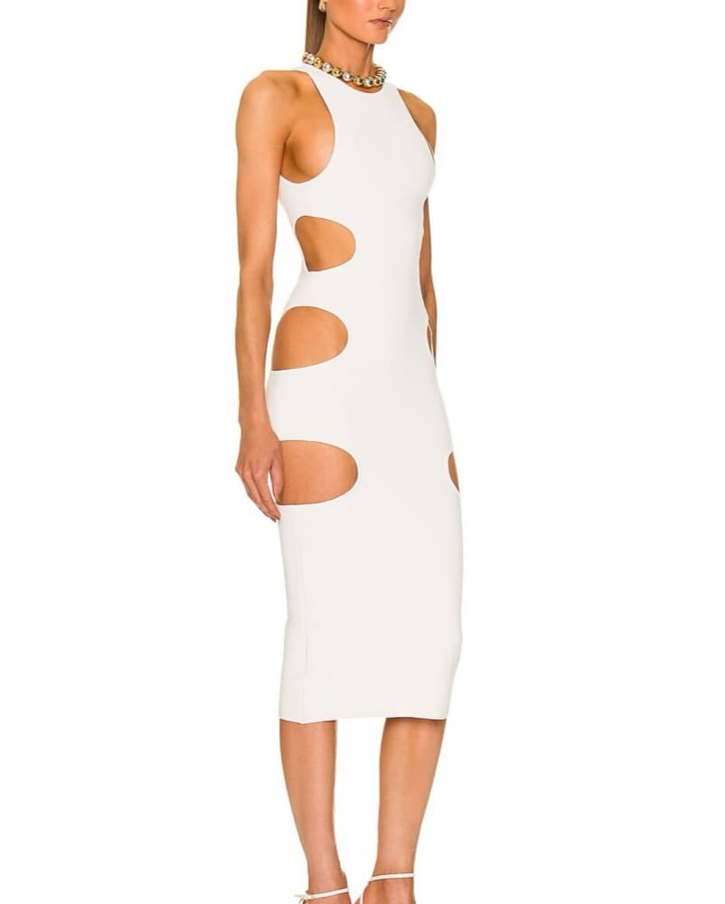 Dundas Cutout White Midi Dress - Image 3