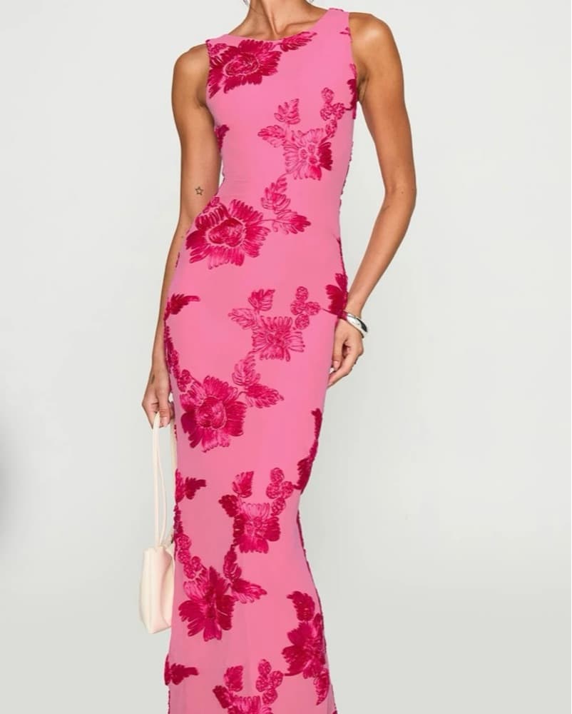 Pink Embroidered Gown - Image 1