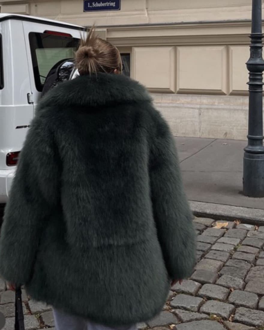 Astra Green Faux Fur Jacket - Image 5