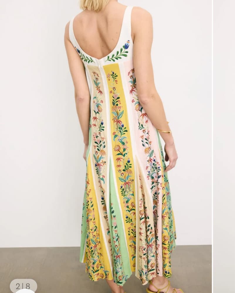 Delicate Floral Stripes Midi Dress - Image 2