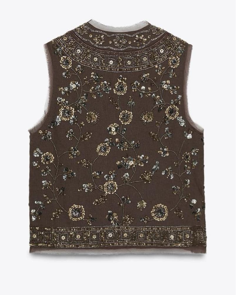 Brown Zara Sequin Tie-Top - Image 1