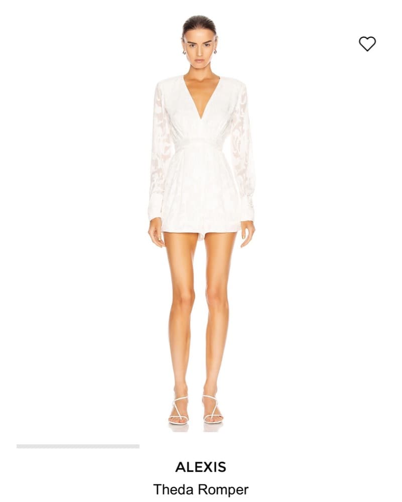 White Romper with Lace Sleeves - Alexis  - Image 2