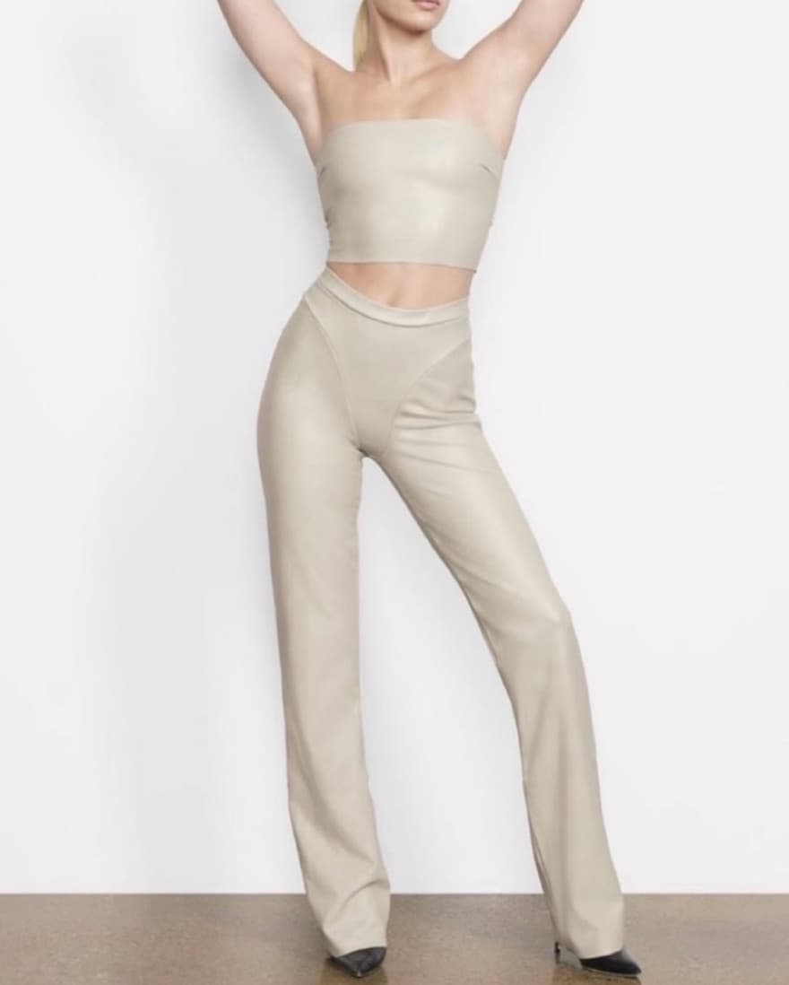 Skims Faux Leather Bandeau + Pant Set   - Image 1