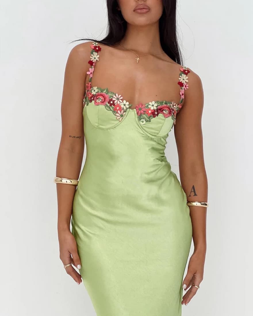 KENZIE MAXI DRESS GREEN - Image 3