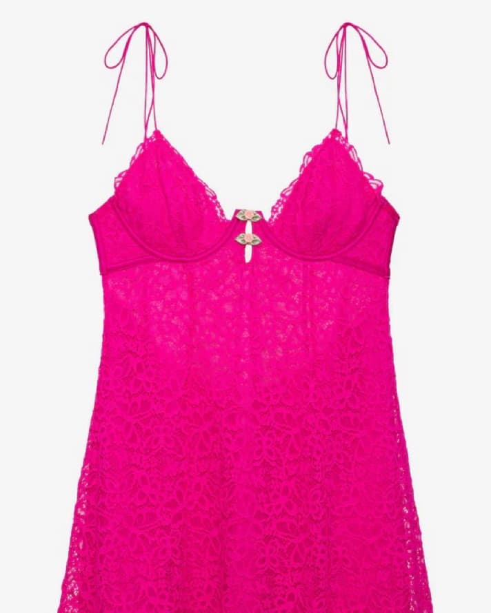 For Love & Lemons Pink Lace Slip Dress - Image 3