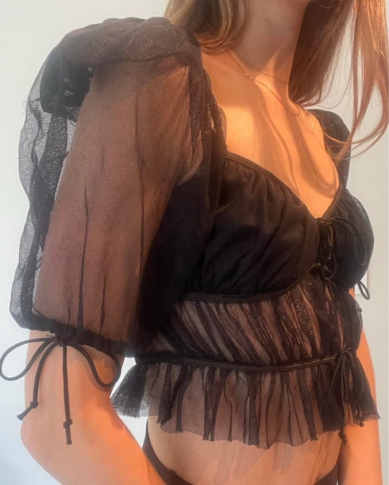 For Love & Lemons Black Sheer Top - Image 6