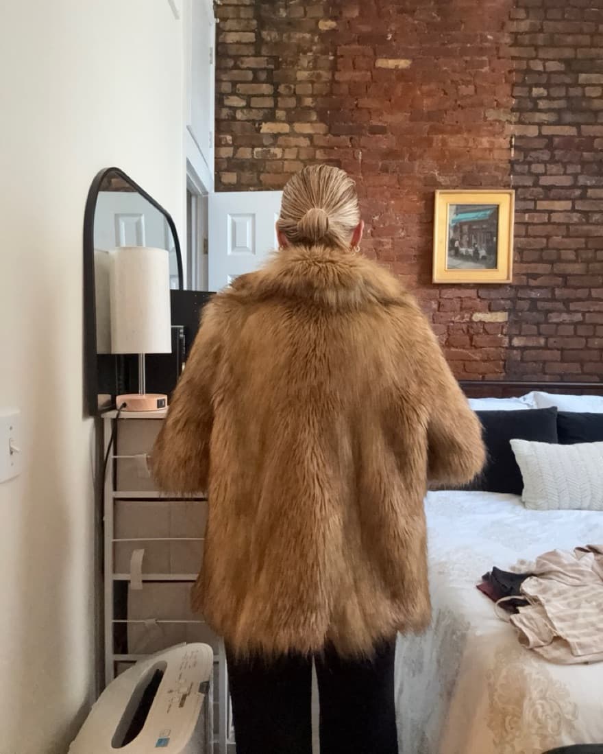Tan Faux Fur Coat - Image 2