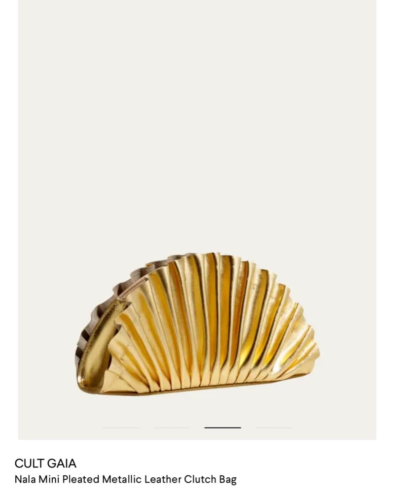 Metallic Pleated Leather Clutch Bag - Image 3