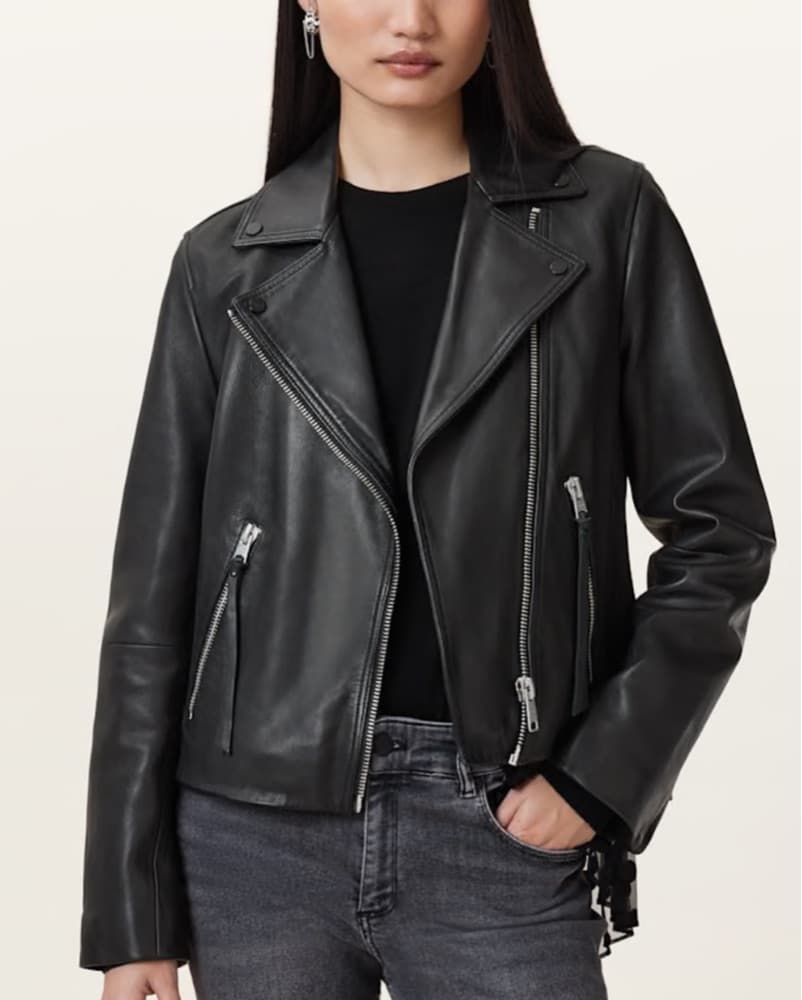 Allsaints Dalby Slim Fit Leather Jacket - Image 1