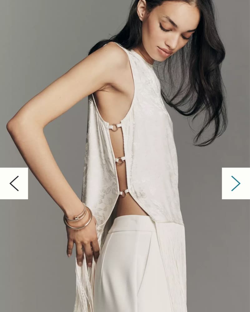 Ivory Sleeveless Fringe Top - Image 2
