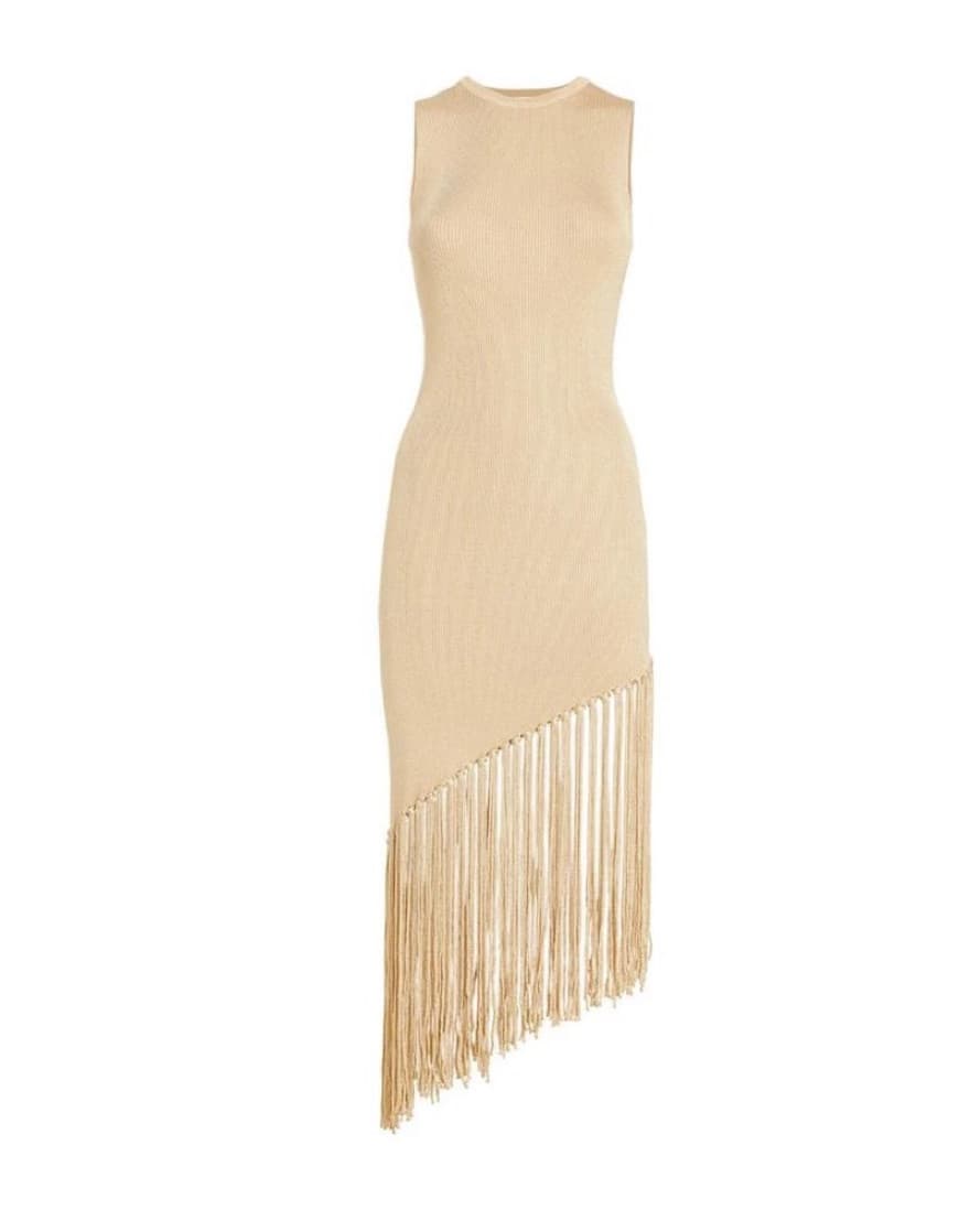 Sandro Asymmetric Gold String Dress - Image 2